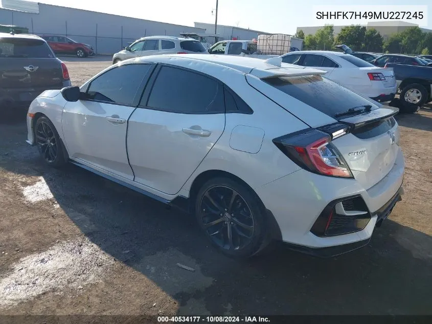 SHHFK7H49MU227245 2021 Honda Civic Sport