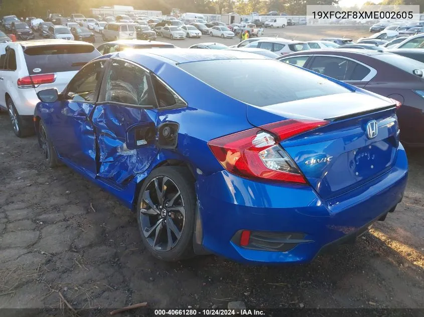 2021 Honda Civic Sport VIN: 19XFC2F8XME002605 Lot: 40661280