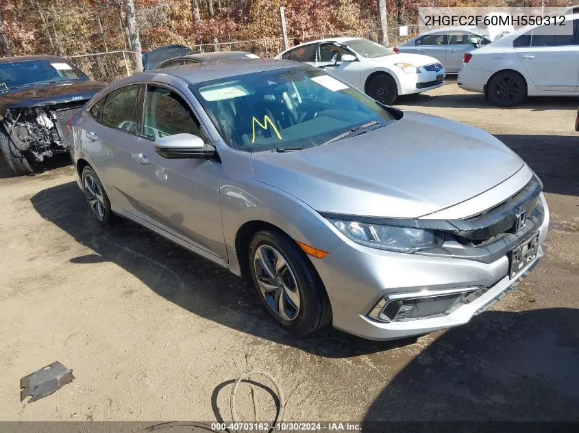 2021 Honda Civic Lx VIN: 2HGFC2F60MH550312 Lot: 40703162