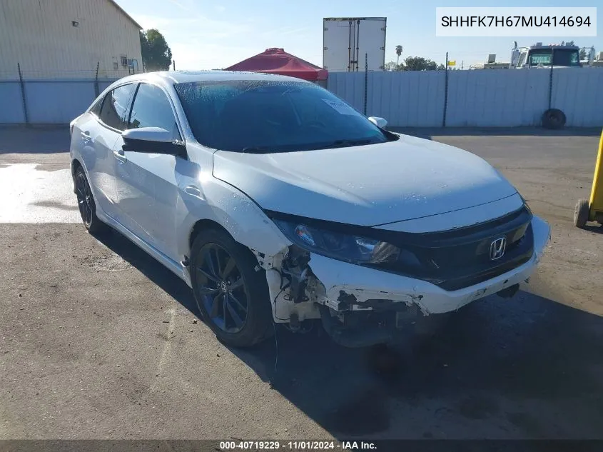 2021 Honda Civic Ex VIN: SHHFK7H67MU414694 Lot: 40719229