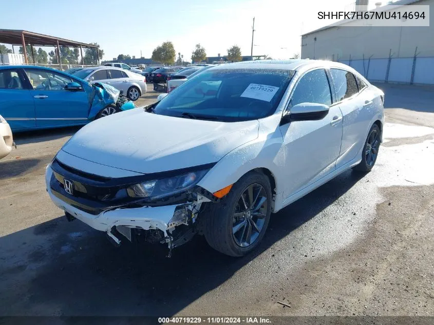 2021 Honda Civic Ex VIN: SHHFK7H67MU414694 Lot: 40719229