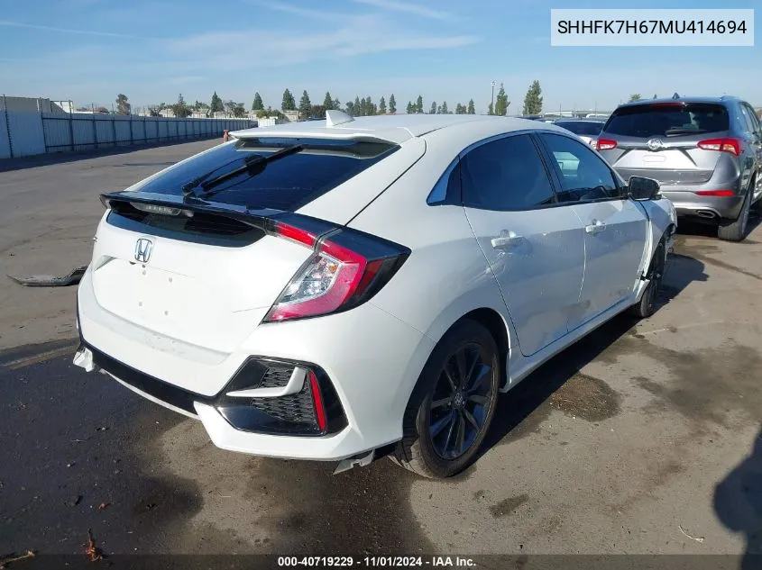 2021 Honda Civic Ex VIN: SHHFK7H67MU414694 Lot: 40719229