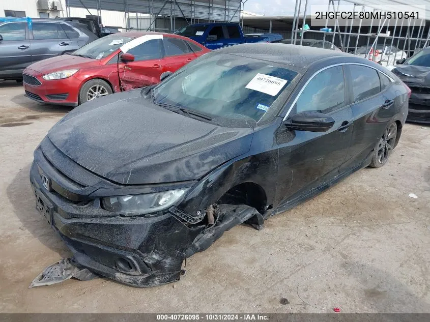 2021 Honda Civic Sport VIN: 2HGFC2F80MH510541 Lot: 40726095