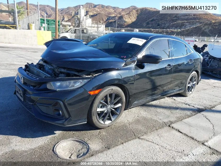 2021 Honda Civic Ex VIN: SHHFK7H65MU413270 Lot: 40726366