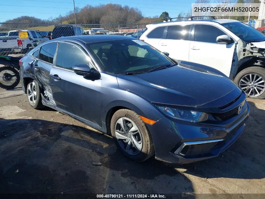 2021 Honda Civic Lx VIN: 2HGFC2F66MH520005 Lot: 40790121