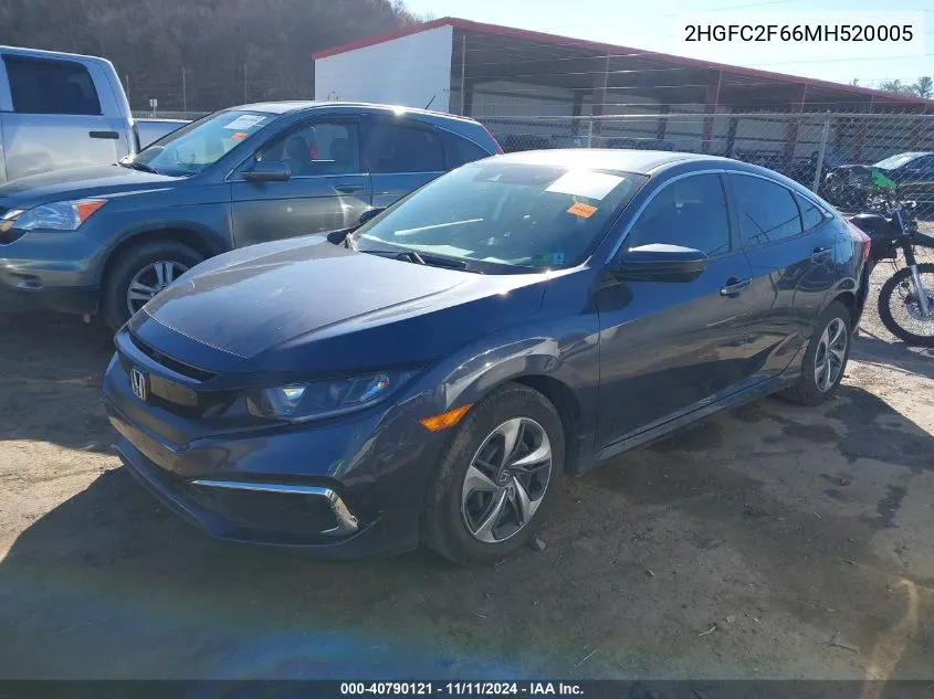 2021 Honda Civic Lx VIN: 2HGFC2F66MH520005 Lot: 40790121