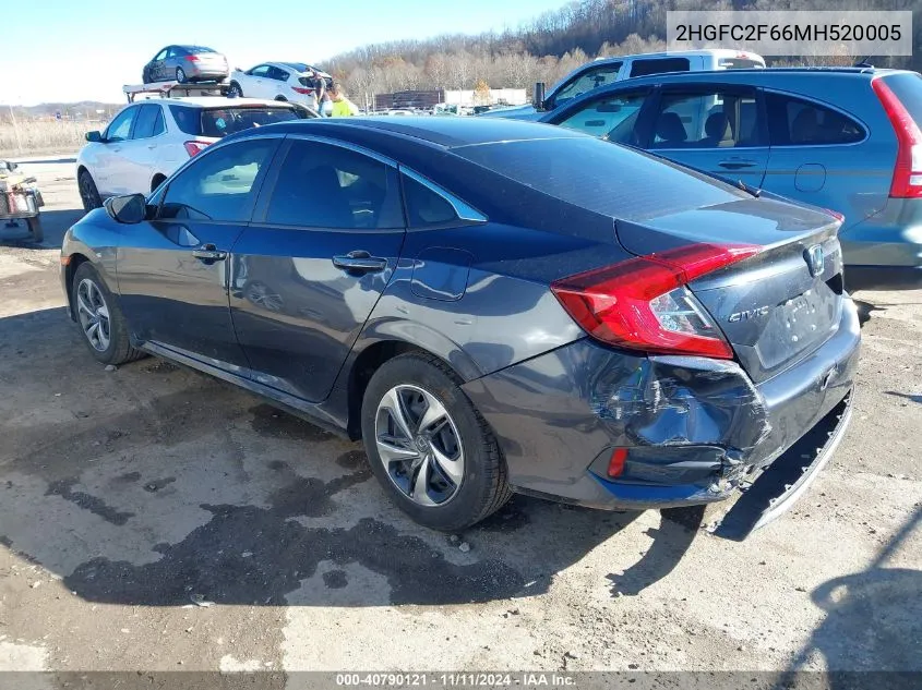 2021 Honda Civic Lx VIN: 2HGFC2F66MH520005 Lot: 40790121