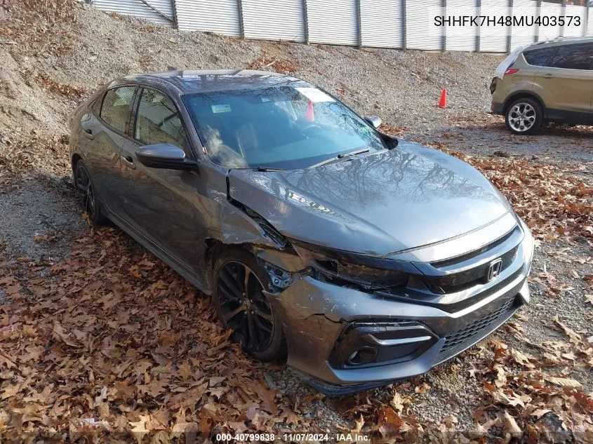 2021 Honda Civic Sport VIN: SHHFK7H48MU403573 Lot: 40799838