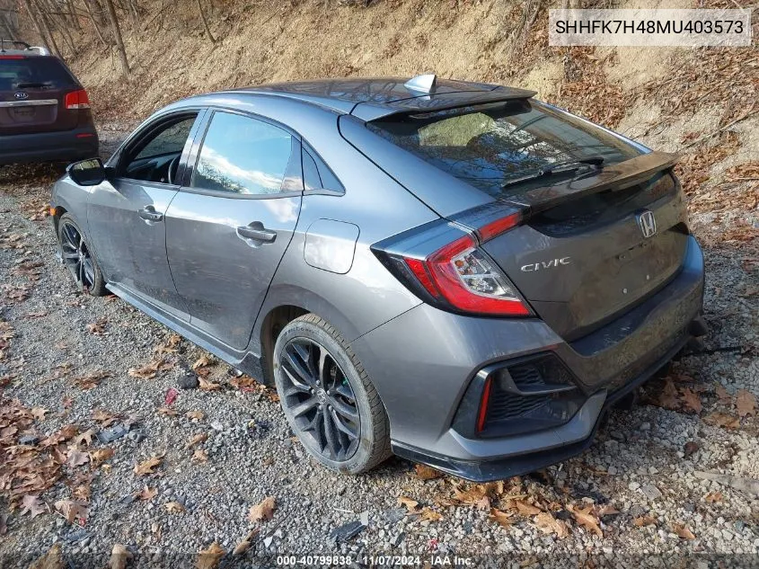 2021 Honda Civic Sport VIN: SHHFK7H48MU403573 Lot: 40799838