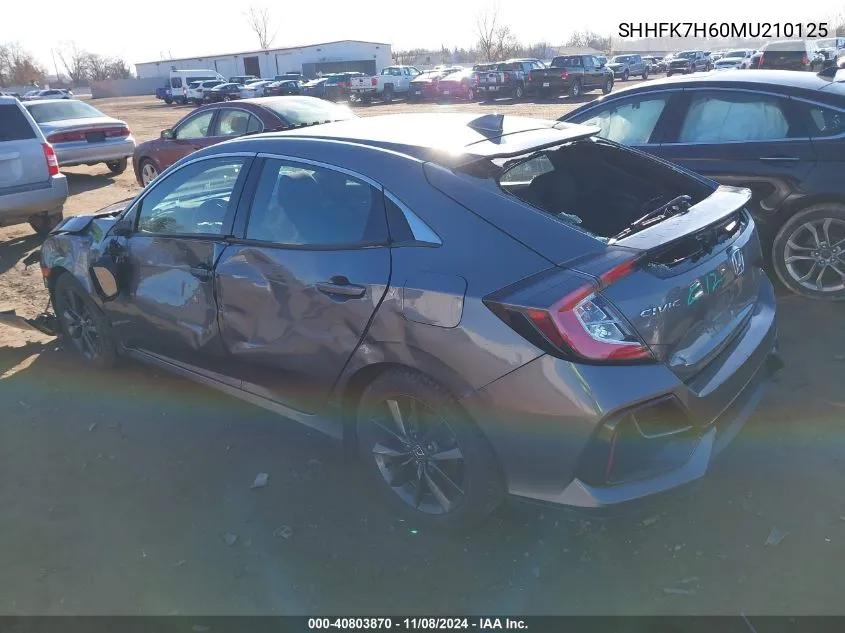 2021 Honda Civic Ex VIN: SHHFK7H60MU210125 Lot: 40803870