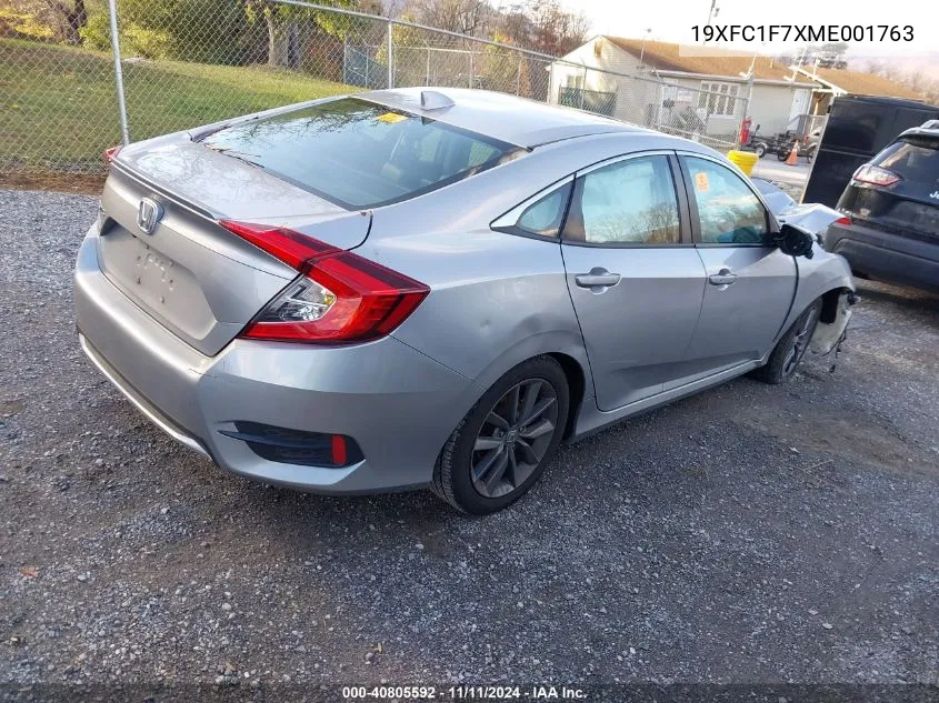 2021 Honda Civic Ex-L VIN: 19XFC1F7XME001763 Lot: 40805592