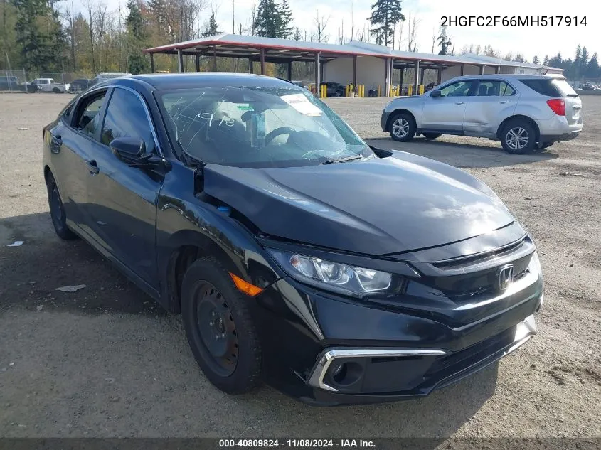 2021 Honda Civic Lx VIN: 2HGFC2F66MH517914 Lot: 40809824