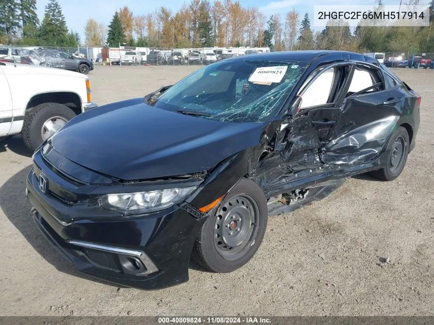 2021 Honda Civic Lx VIN: 2HGFC2F66MH517914 Lot: 40809824