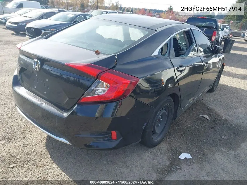 2021 Honda Civic Lx VIN: 2HGFC2F66MH517914 Lot: 40809824