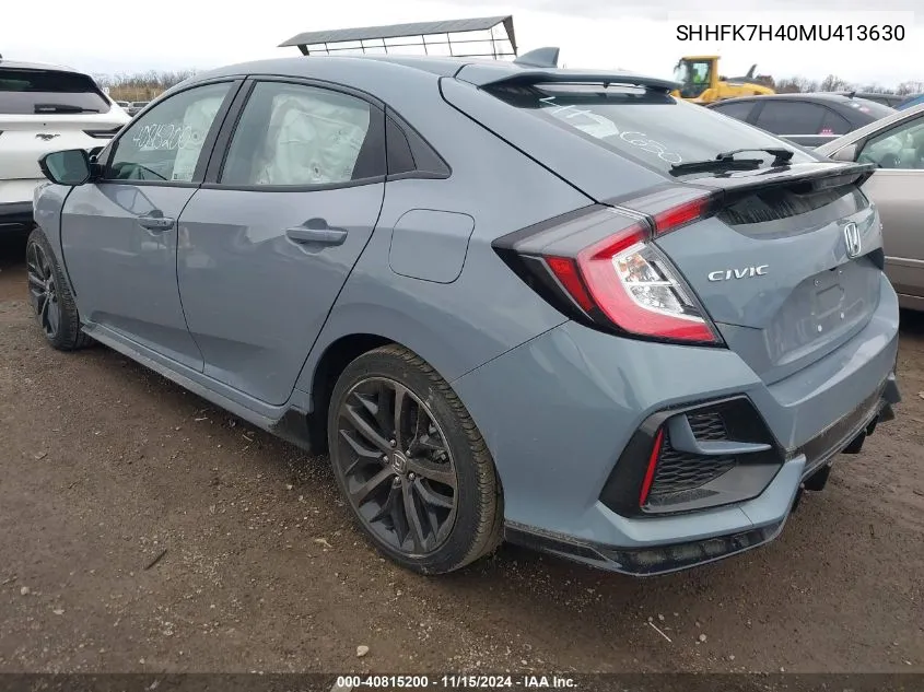 2021 Honda Civic Sport VIN: SHHFK7H40MU413630 Lot: 40815200