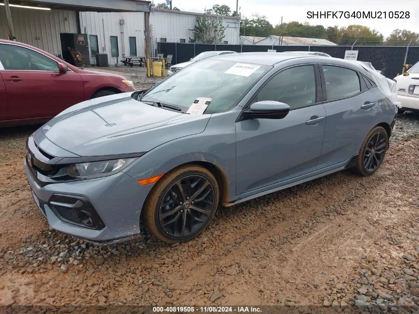 2021 Honda Civic Sport VIN: SHHFK7G40MU210528 Lot: 40819505