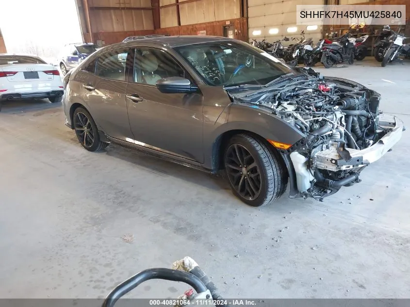 2021 Honda Civic Sport VIN: SHHFK7H45MU425840 Lot: 40821064