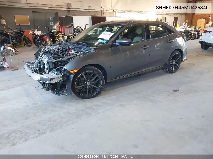 2021 Honda Civic Sport VIN: SHHFK7H45MU425840 Lot: 40821064