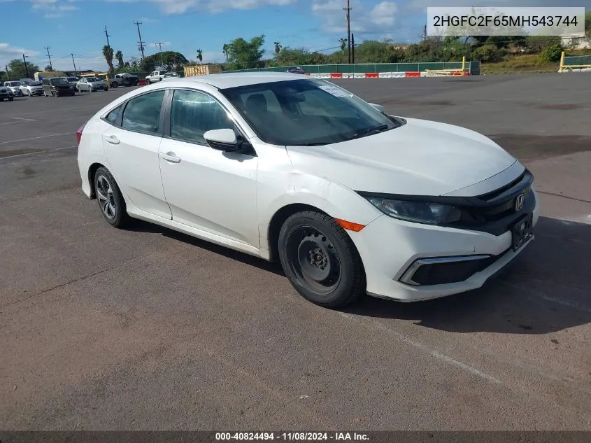 2021 Honda Civic Lx VIN: 2HGFC2F65MH543744 Lot: 40824494