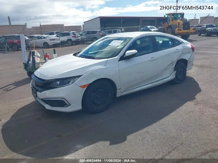 2021 Honda Civic Lx VIN: 2HGFC2F65MH543744 Lot: 40824494