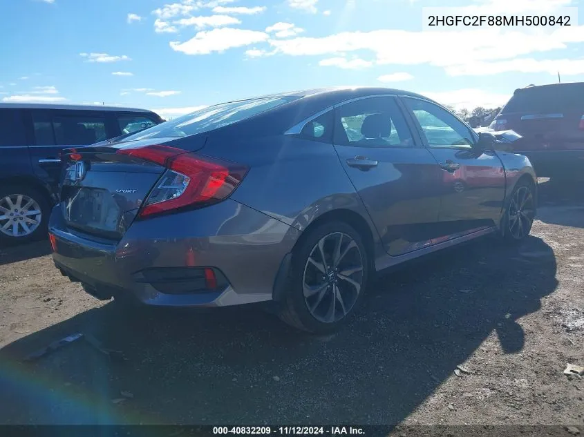 2021 Honda Civic Sport VIN: 2HGFC2F88MH500842 Lot: 40832209