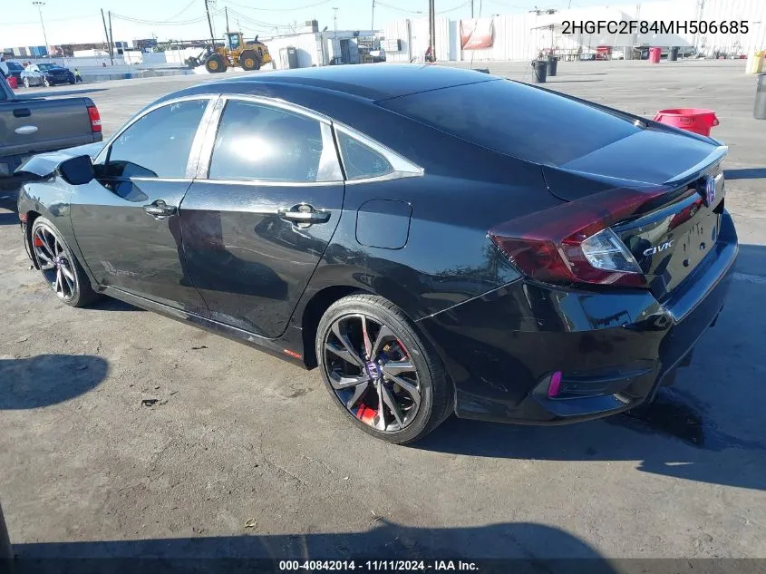 2021 Honda Civic Sport VIN: 2HGFC2F84MH506685 Lot: 40842014