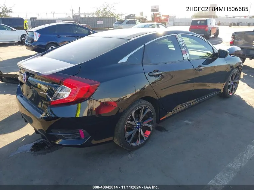 2021 Honda Civic Sport VIN: 2HGFC2F84MH506685 Lot: 40842014