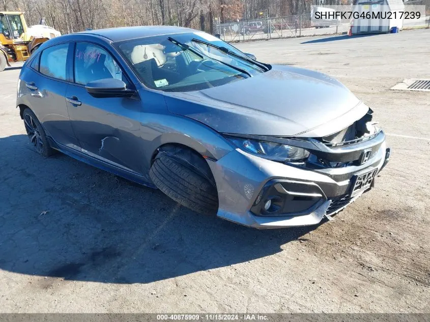 2021 Honda Civic Sport VIN: SHHFK7G46MU217239 Lot: 40875909