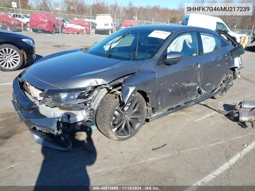 2021 Honda Civic Sport VIN: SHHFK7G46MU217239 Lot: 40875909