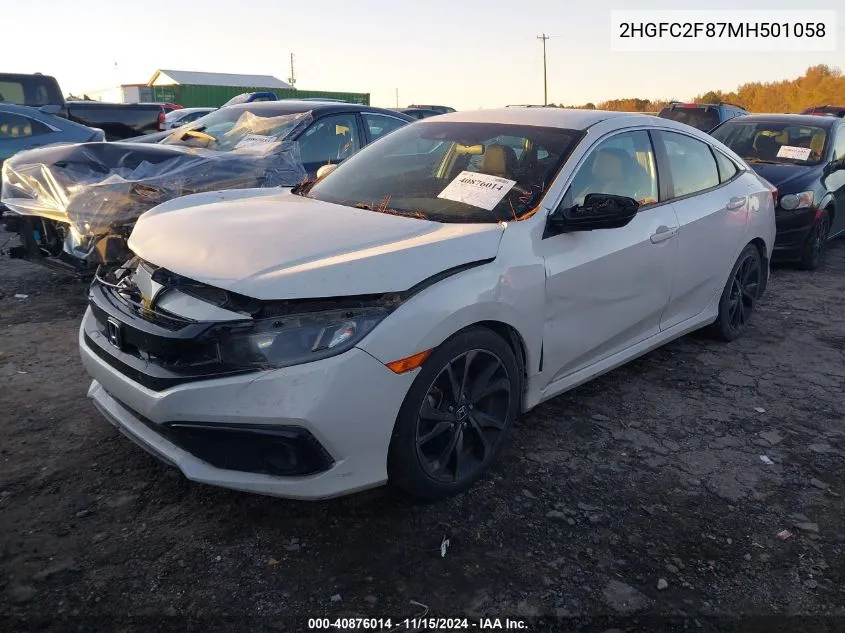 2021 Honda Civic Sport VIN: 2HGFC2F87MH501058 Lot: 40876014