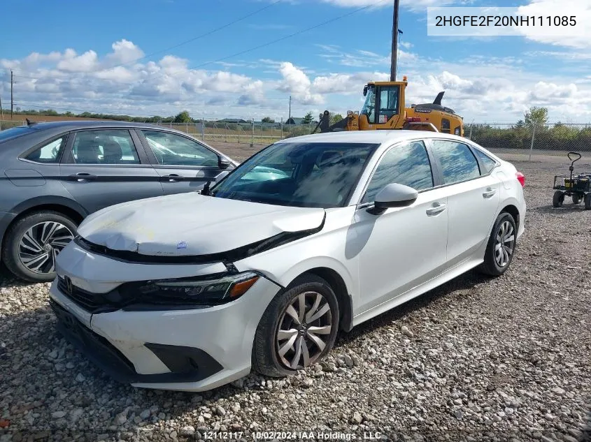 2HGFE2F20NH111085 2022 Honda Civic Sedan