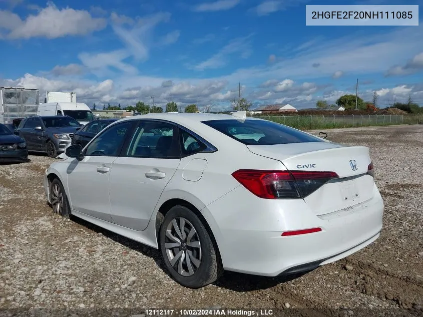 2HGFE2F20NH111085 2022 Honda Civic Sedan