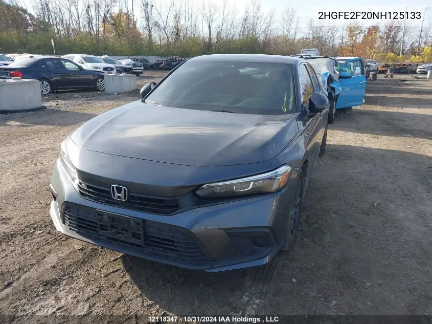 2022 Honda Civic Sedan VIN: 2HGFE2F20NH125133 Lot: 12118347