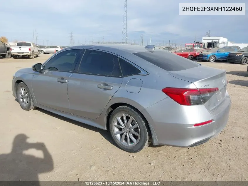 2022 Honda Civic Sedan VIN: 2HGFE2F3XNH122460 Lot: 12126623