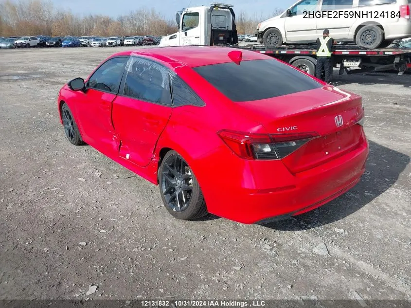 2022 Honda Civic VIN: 2HGFE2F59NH124184 Lot: 12131832