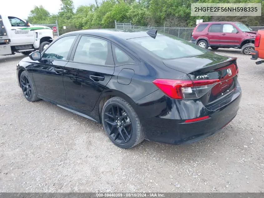 2022 Honda Civic Sport VIN: 2HGFE2F56NH598335 Lot: 39440359