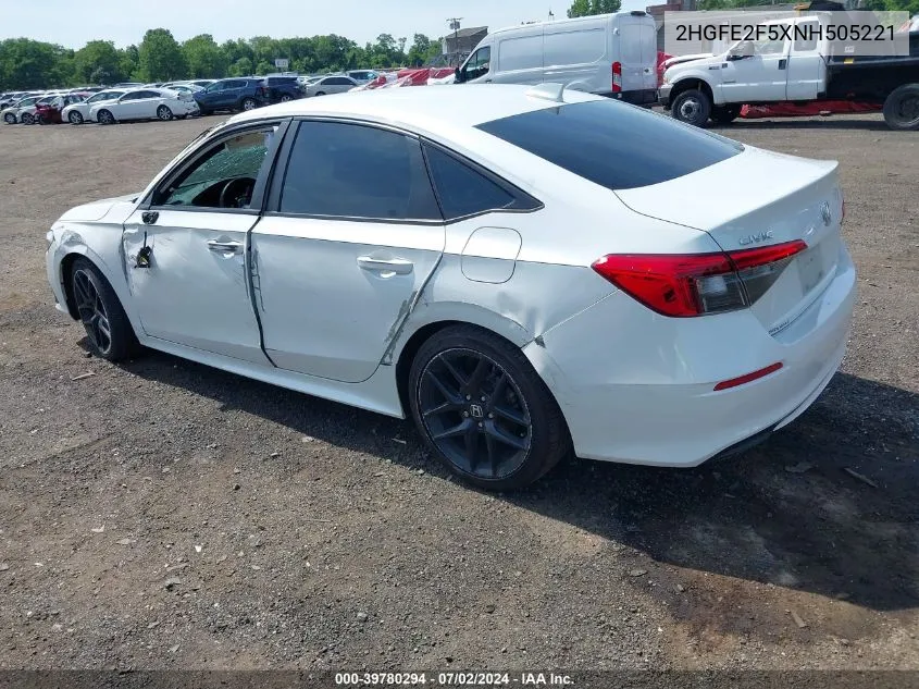 2022 Honda Civic Sport VIN: 2HGFE2F5XNH505221 Lot: 39780294