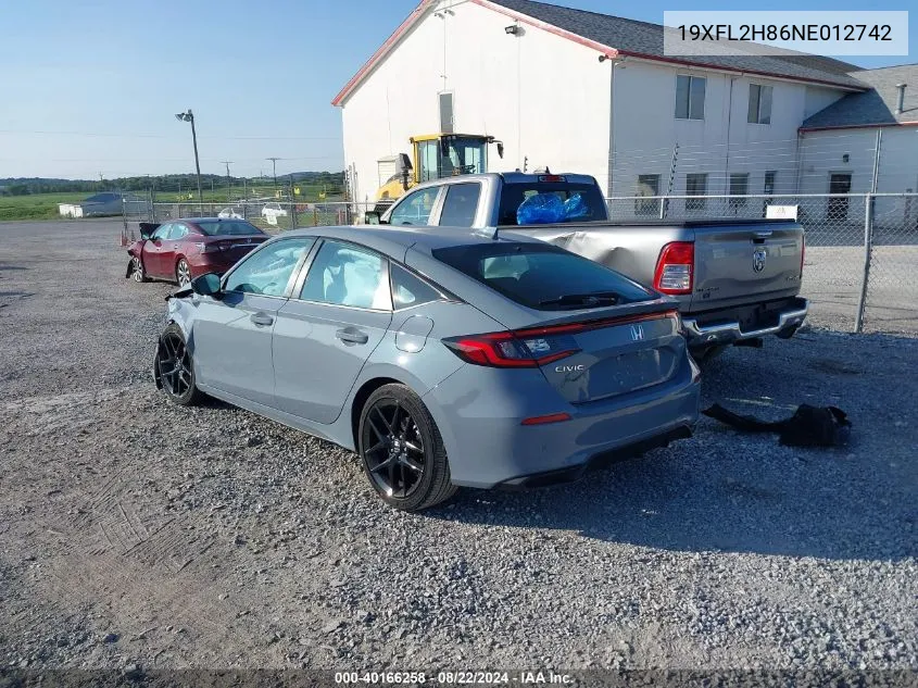 2022 Honda Civic Sport VIN: 19XFL2H86NE012742 Lot: 40166258