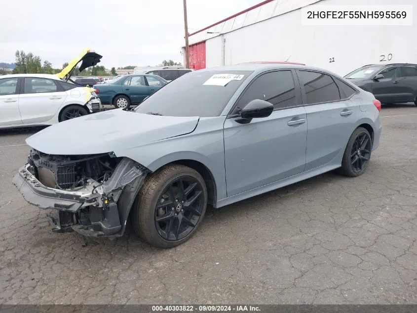 2022 Honda Civic Sport VIN: 2HGFE2F55NH595569 Lot: 40303822