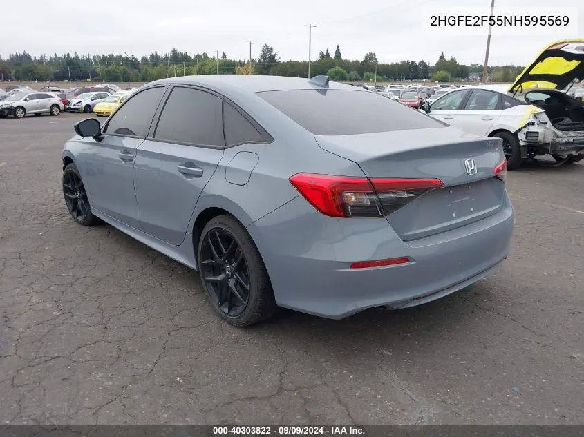 2022 Honda Civic Sport VIN: 2HGFE2F55NH595569 Lot: 40303822