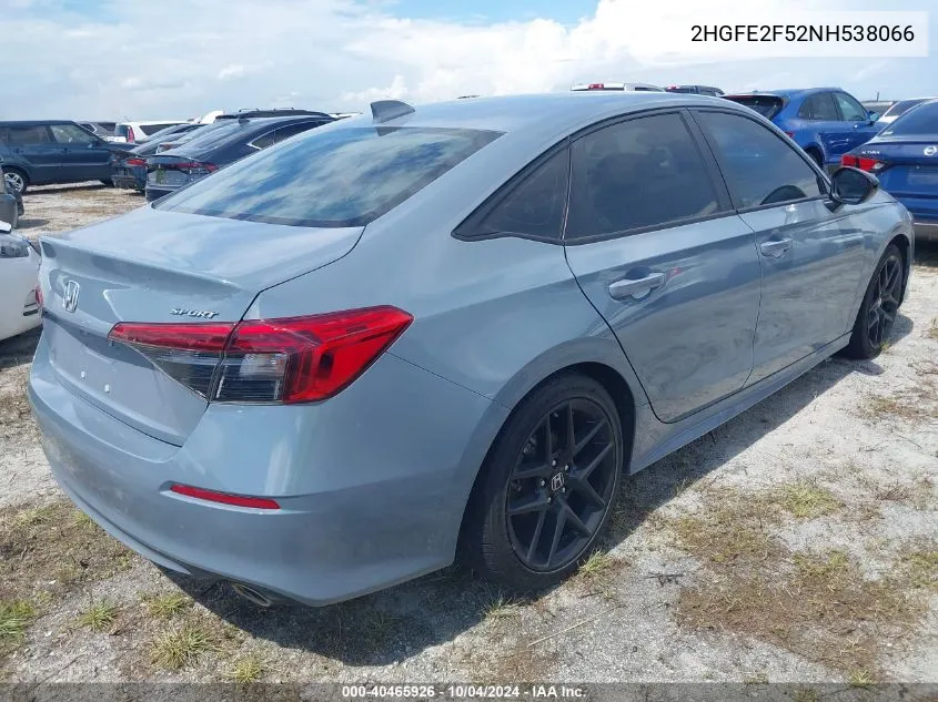 2022 Honda Civic Sport VIN: 2HGFE2F52NH538066 Lot: 40465926