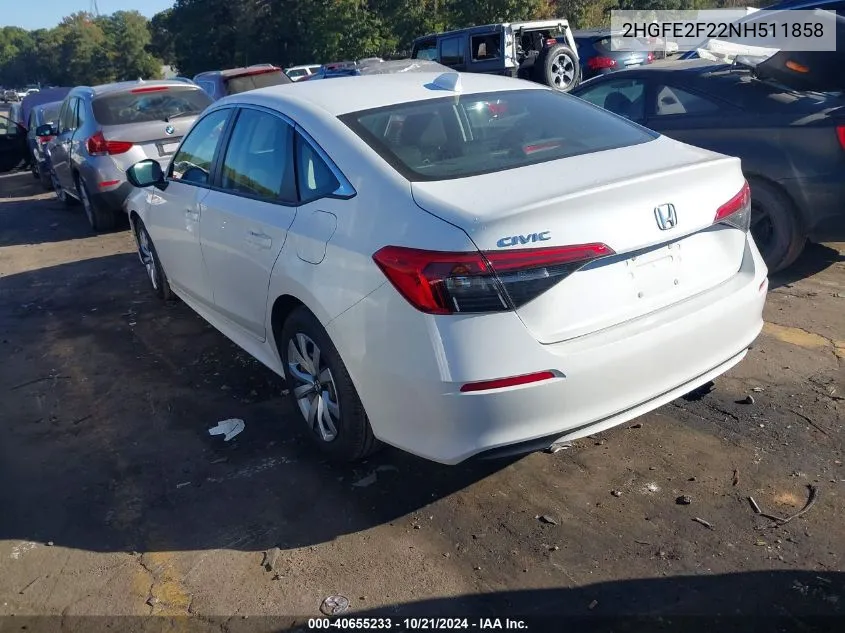 2HGFE2F22NH511858 2022 Honda Civic Lx