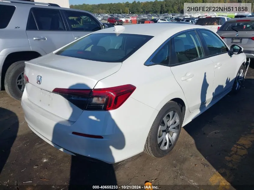 2HGFE2F22NH511858 2022 Honda Civic Lx