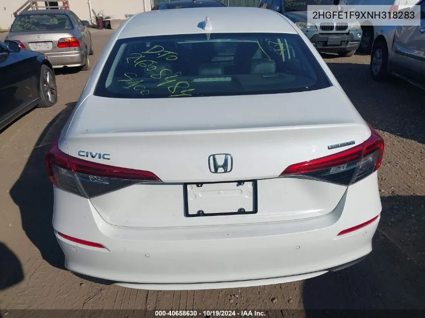 2022 Honda Civic Touring VIN: 2HGFE1F9XNH318283 Lot: 40658630