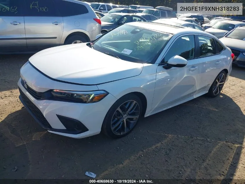 2022 Honda Civic Touring VIN: 2HGFE1F9XNH318283 Lot: 40658630