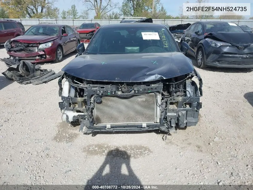 2022 Honda Civic Sport VIN: 2HGFE2F54NH524735 Lot: 40708772