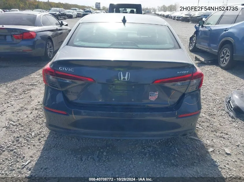 2022 Honda Civic Sport VIN: 2HGFE2F54NH524735 Lot: 40708772