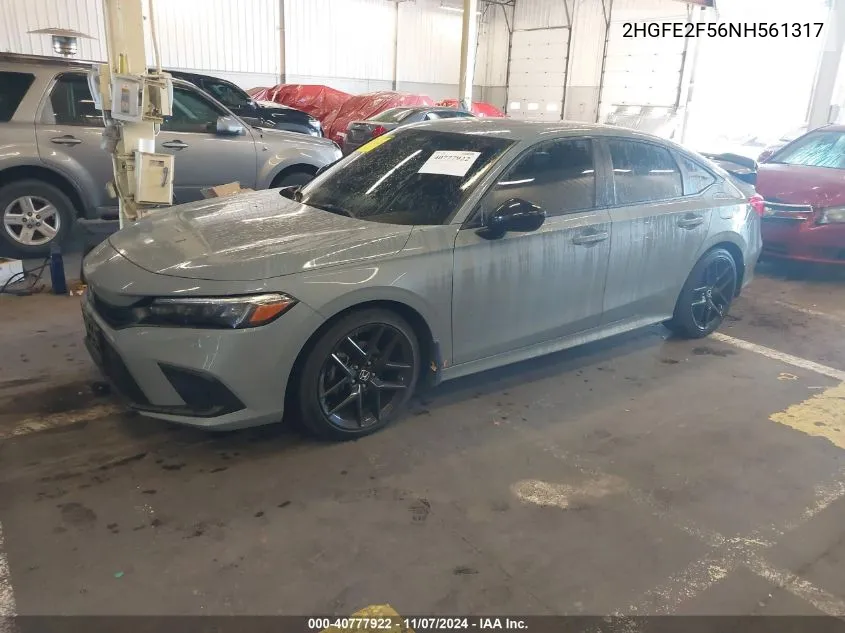 2022 Honda Civic Sport VIN: 2HGFE2F56NH561317 Lot: 40777922