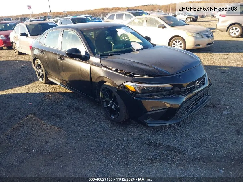 2022 Honda Civic Sport VIN: 2HGFE2F5XNH553303 Lot: 40827130