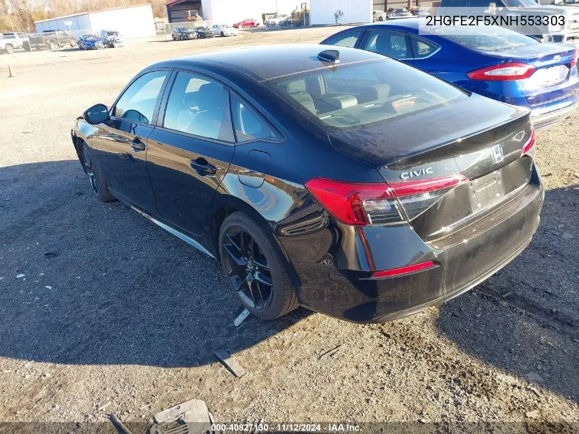 2022 Honda Civic Sport VIN: 2HGFE2F5XNH553303 Lot: 40827130